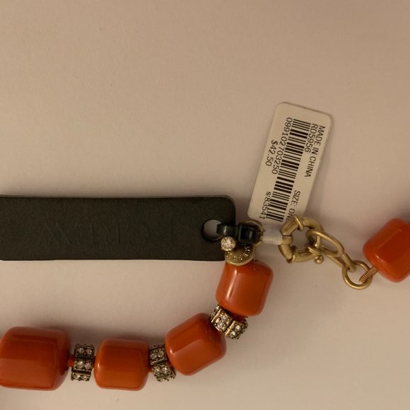 NWT J Crew orange and crystal bead necklace - Picture 3 of 5